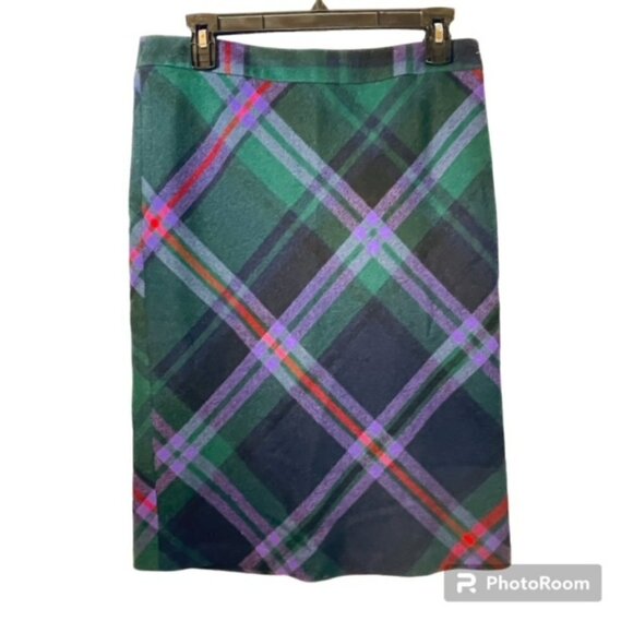 Tartan Jewel Tone Plaid Wool Eddie Bauer Skirt 6 - Picture 1 of 4